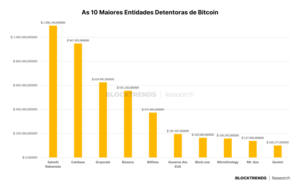 As 10 maiores entidades do Bitcoin, lista detalhada